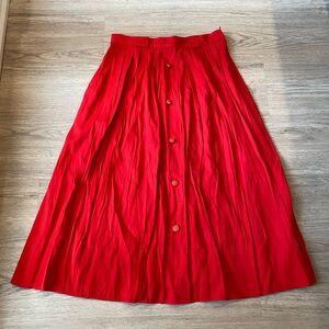 VINTAGE Red Midi Skirt | Vintage Size 12 / Modern US Size Medium 29” waist